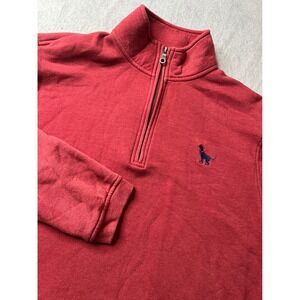 Southern Fried Cotton Mens Red Quarter Zip Pullover Sweatshirt Dog Logo Size L